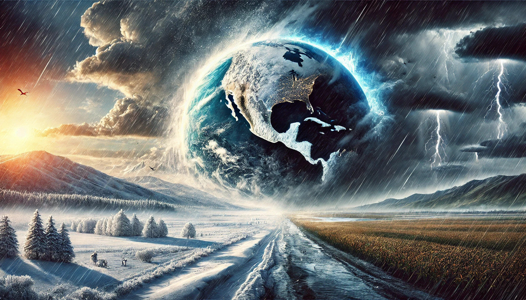 DALL·E 2024-11-04 17.16.43 - A striking image representing a winter influenced by the La Niña phenomenon in Mexico. The scene includes a dramatic contrast between a cold, icy nort